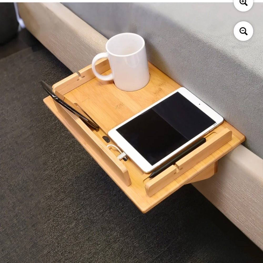 Bamboo Bedside Shelf with Cup Holder